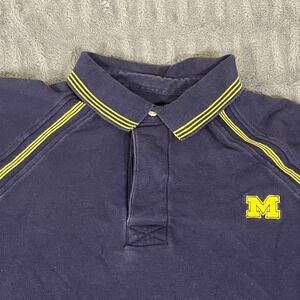 BT Player Michigan Wolverines Rugby Polo Shirt XL Navy Blue Cotton Embroidered